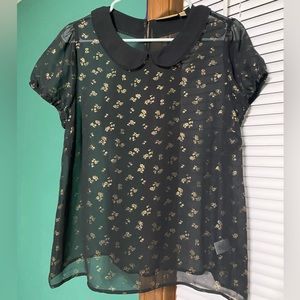 Vera Wang sheer collared top